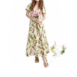 NEW BROOKS AVENUE poppy deep v maxi dress in pink tulip